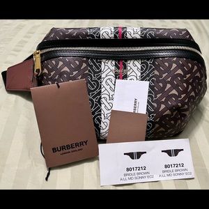 Burberry Sonny E-canvas Belt Bag In Bridle Brown